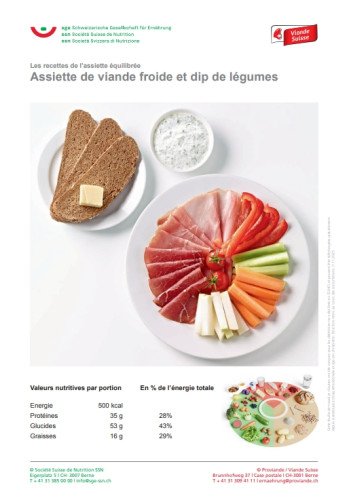 Assiette de viande froide et dip de légumes