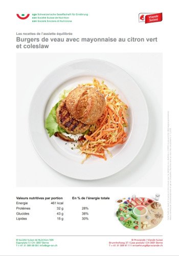 Burgers de veau avec mayonnaise au citron vert et coleslaw