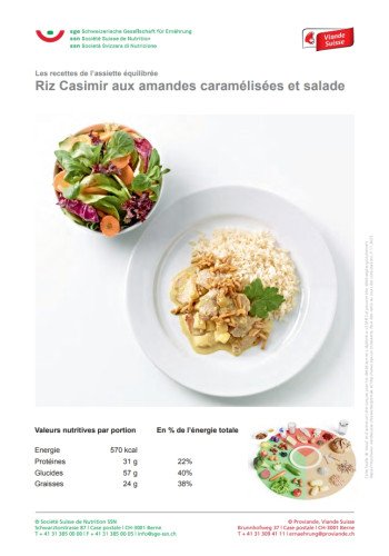 Riz Casimir aux amandes caramélisées et salade