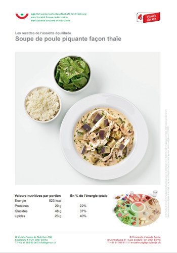 Soupe de poule piquante façon thaïe