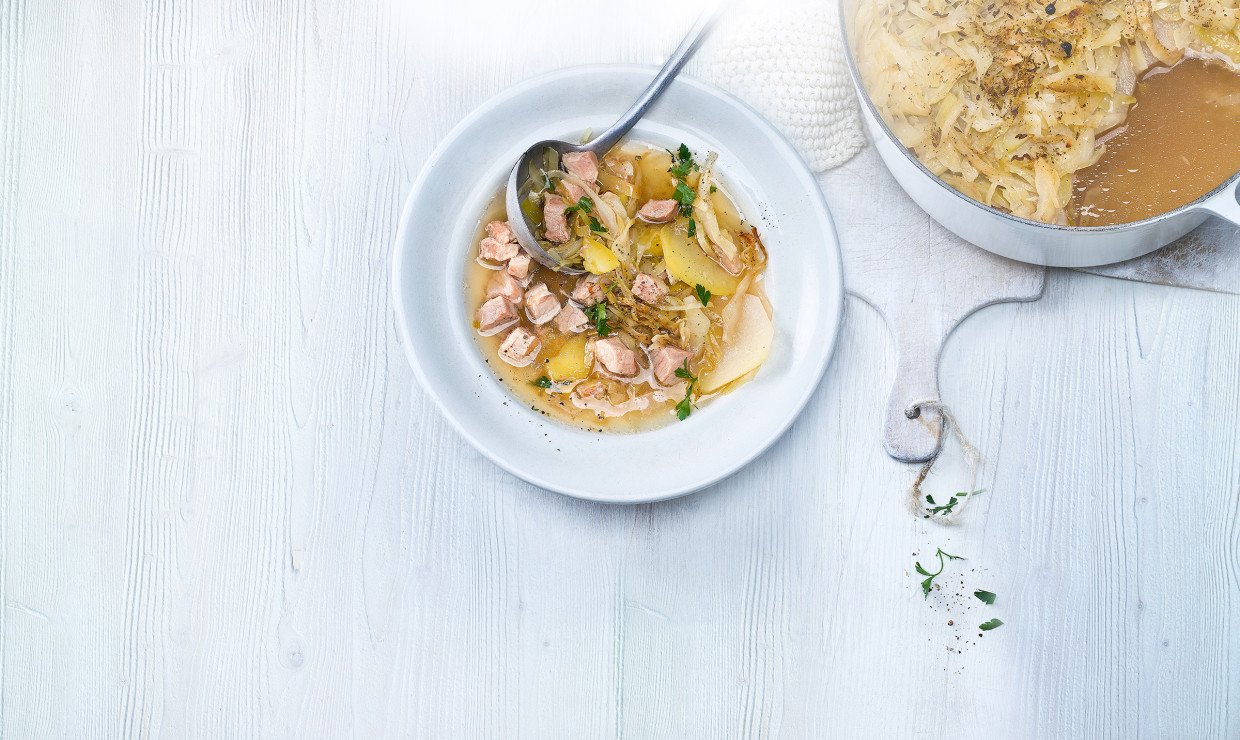 Rezept Geschichtete Gemuesesuppe mit Schweinsschulter