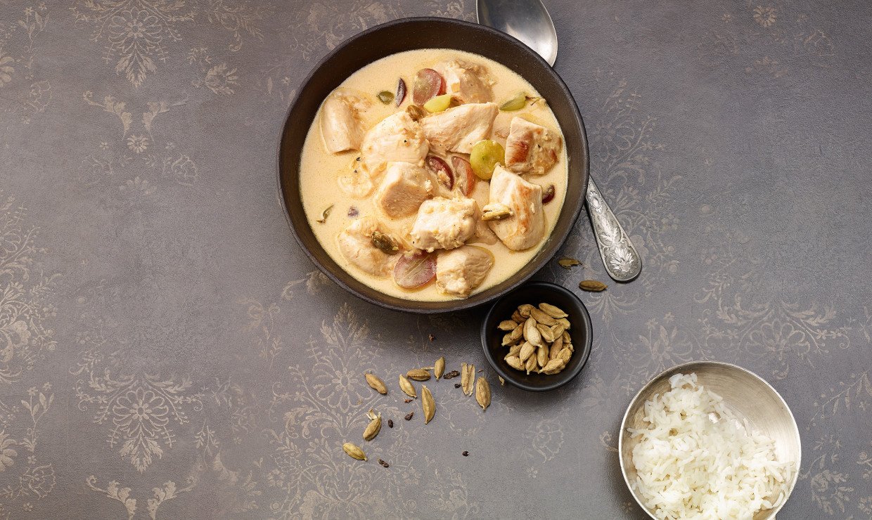 Rezept_Pouletgeschnetzeltes_mit_Ingwer_Kardamom_Weintrauben