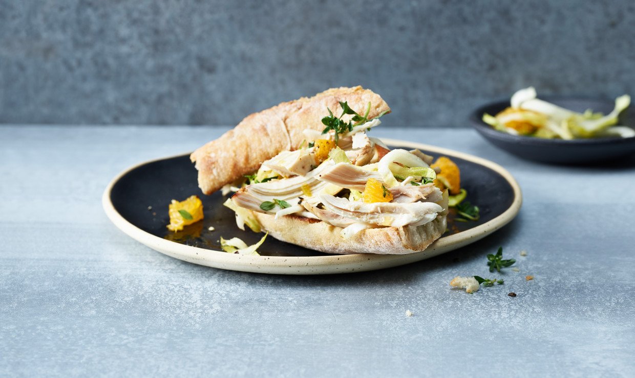 Zerzupftes Poulet Sandwich