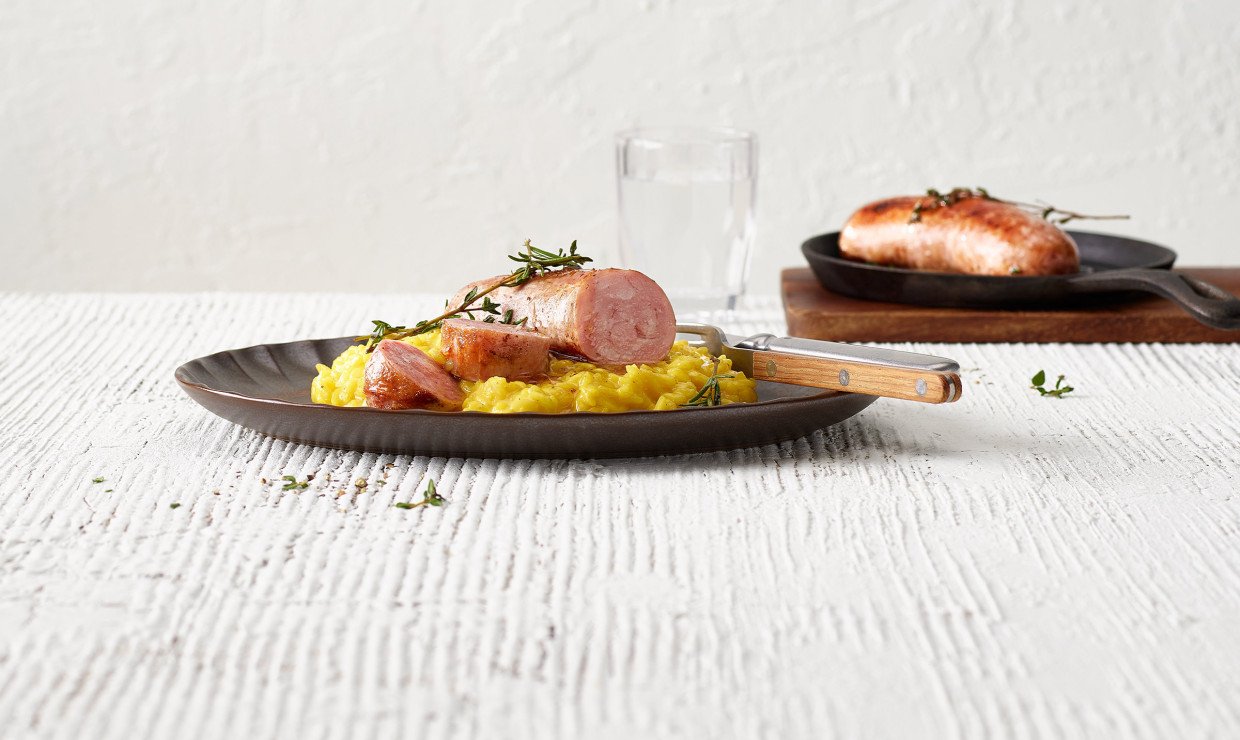 Luganighe mit Safranrisotto