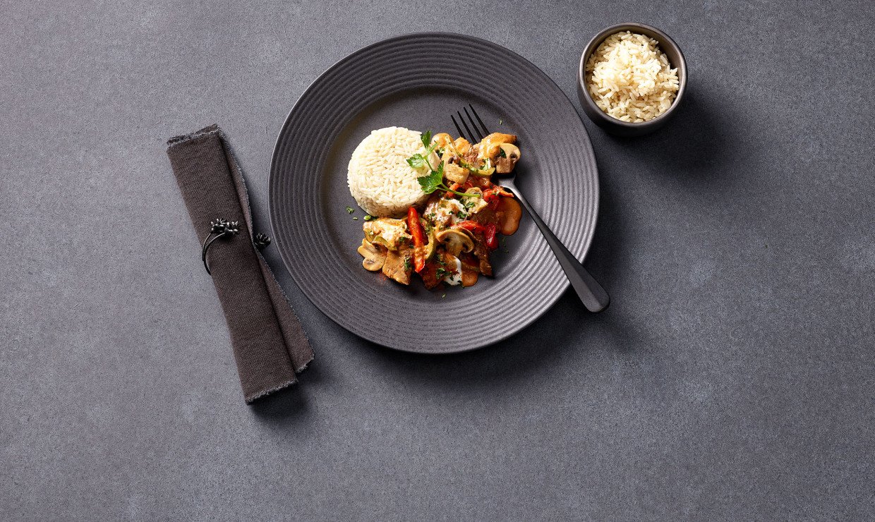 Angerichteter Teller von oben fotografiert