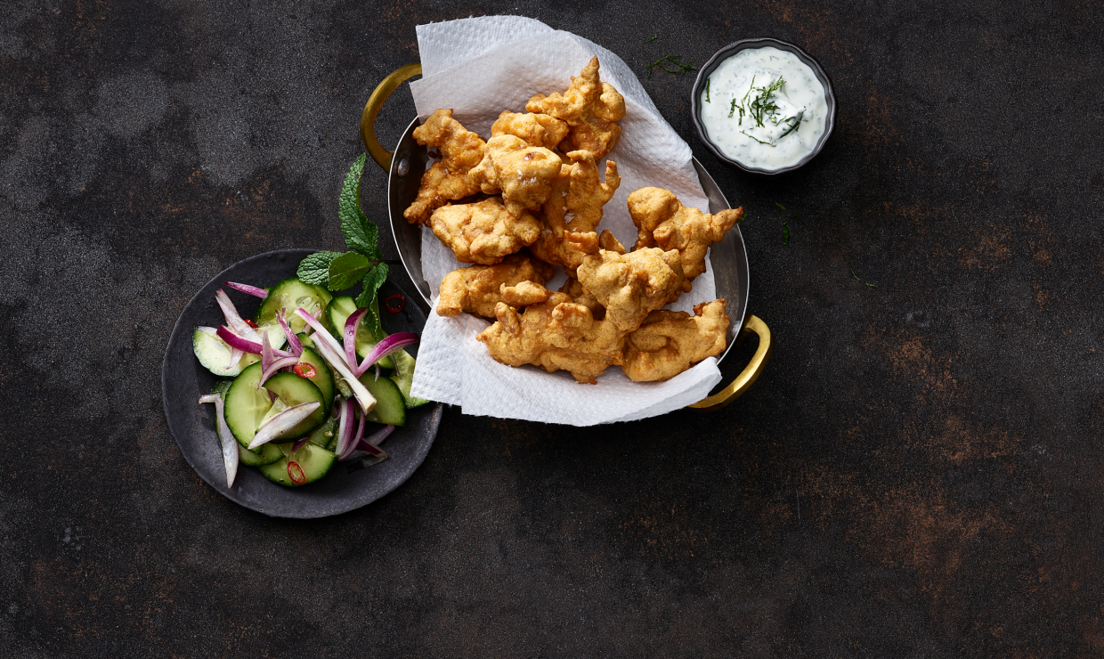 Chicken Pakora mit Gurkensalat