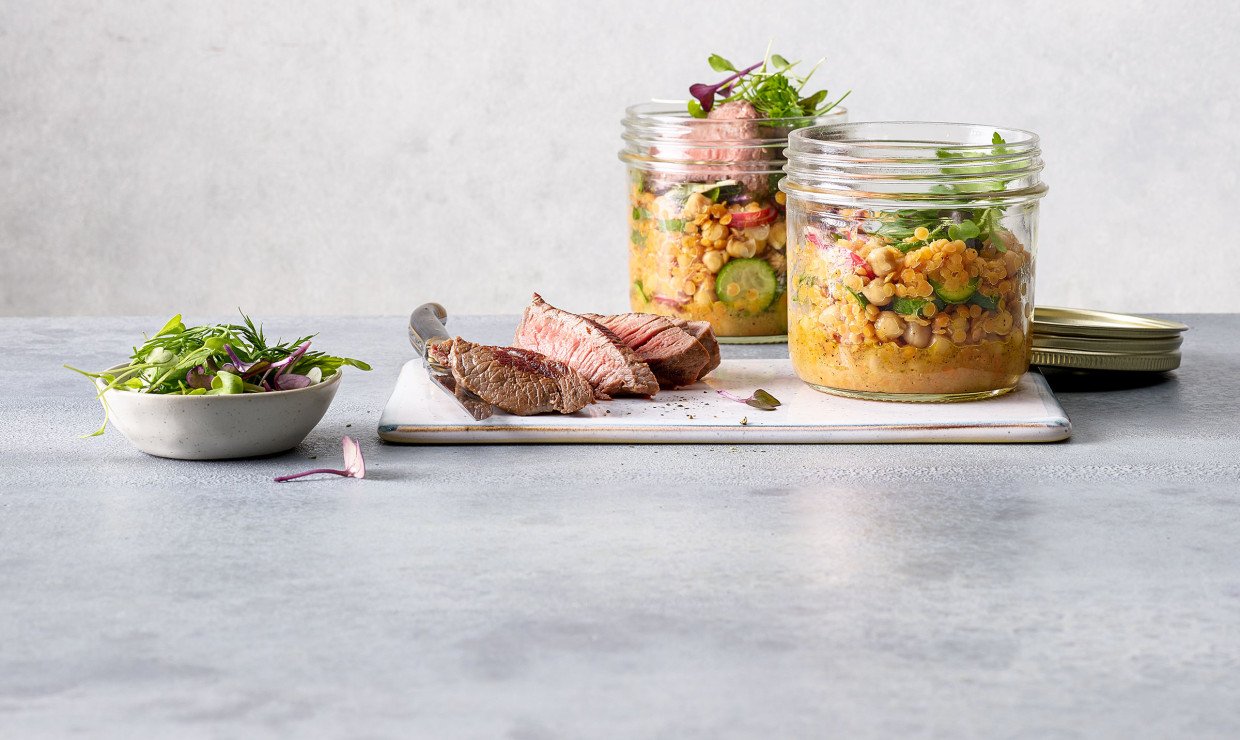 Protein Linsensalat mit Rindfleisch