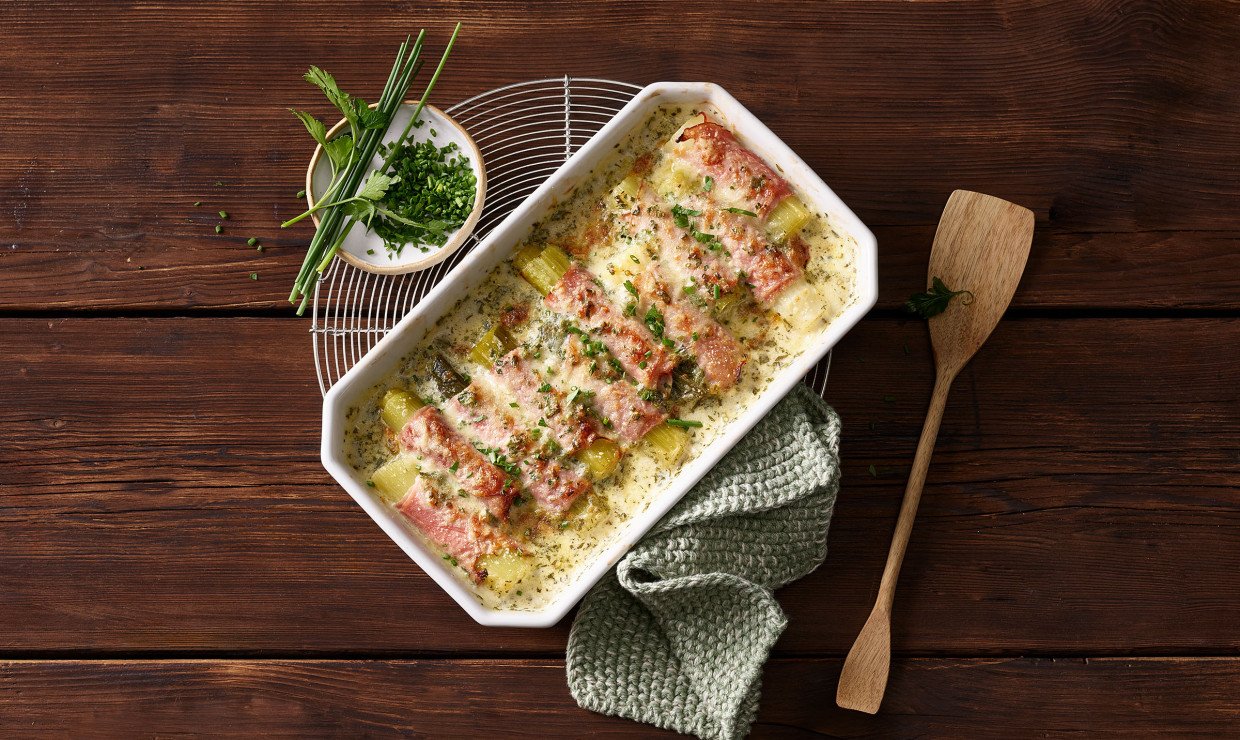 Schinken Lauch Gratin