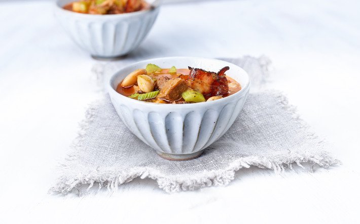 Rezept Bohnensuppe mit Markknochen und Siedfleisch
