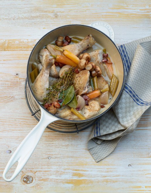 Rezept Coq au vin mit Speck