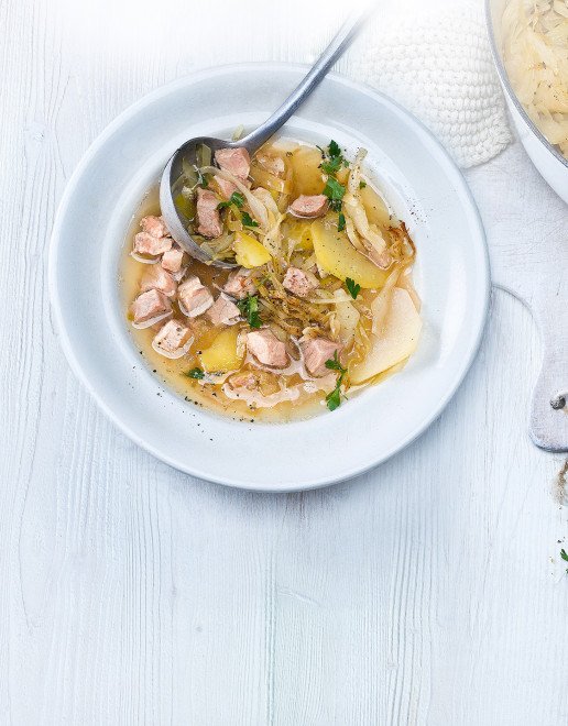 Rezept Geschichtete Gemuesesuppe mit Schweinsschulter