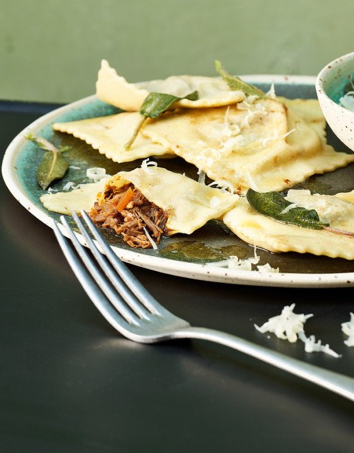 Rezept Italienische Ravioli mit Brasatofuellung an Salbei