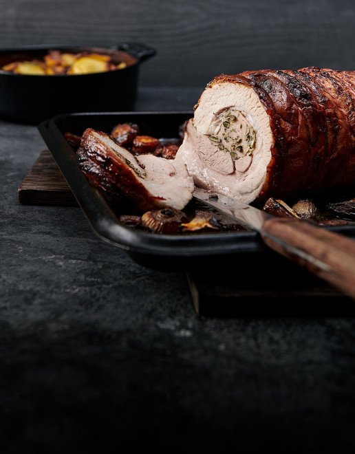 Rezept Kalbsbrust gefuellt mit Braet und Kuebiskernen
