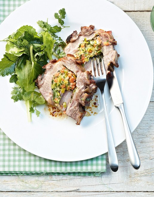 Rezept Kalbsbrust gefuellt mit Gemuesewuerfeln