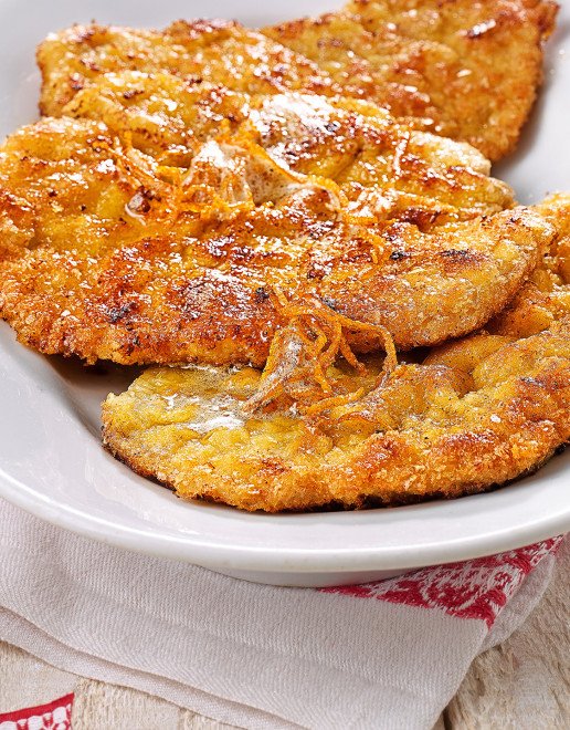 Rezept Kalbsplaetzli mit Muskat Kartoffelstock Panade