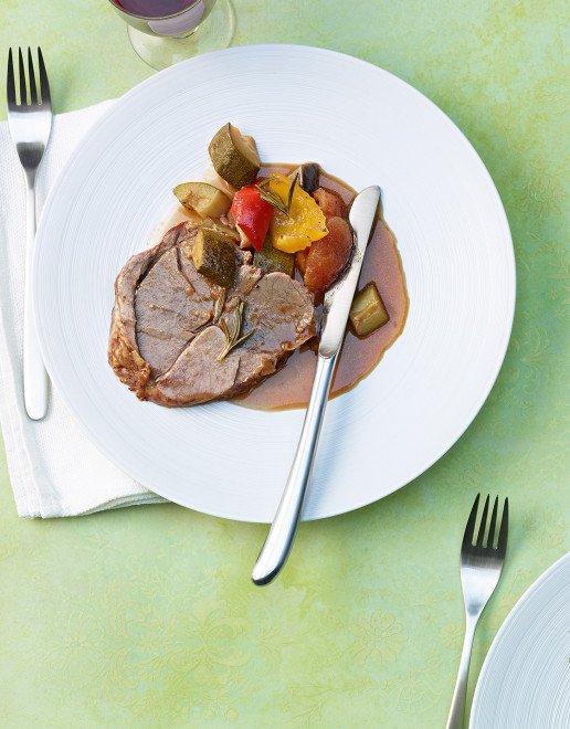 Rezept Lammgigot mit Ratatouille und Rotwein