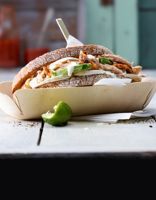 Rezept Pulled Chicken Sandwichs mit Limetten Mayonnaise