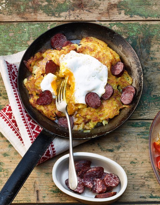 Rezept_Salsiz_Rooeti_mit_Spiegelei_und_Peperonigemuese