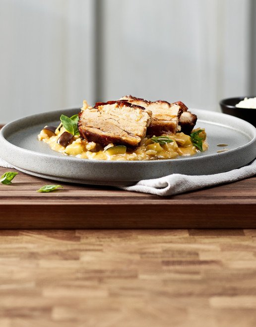 Schweinebauch Gemüserisotto