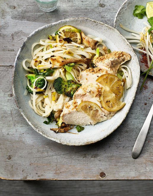 pouletbrust mit limetten und sesam gegart