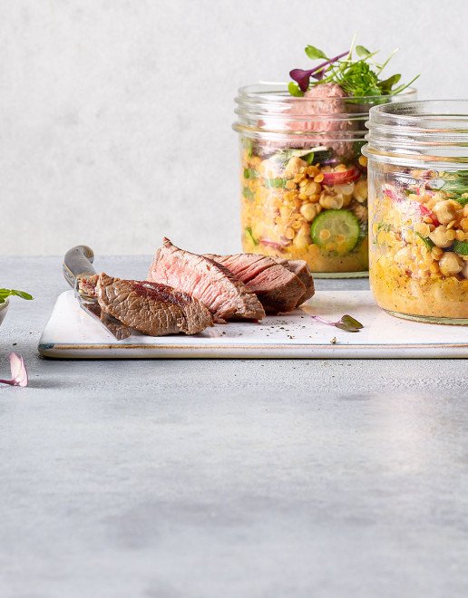 Protein Linsensalat mit Rindfleisch