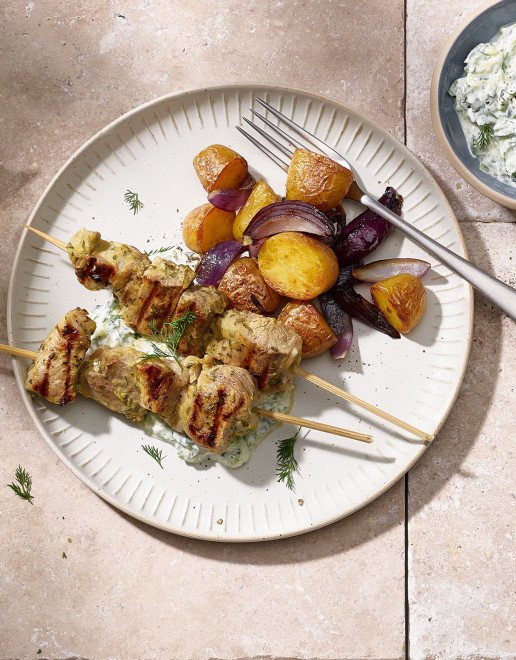 Schweinefleisch Spiesse an Zitronen Marinade 