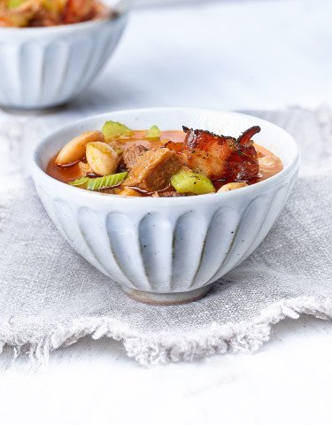 Rezept Bohnensuppe mit Markknochen und Siedfleisch