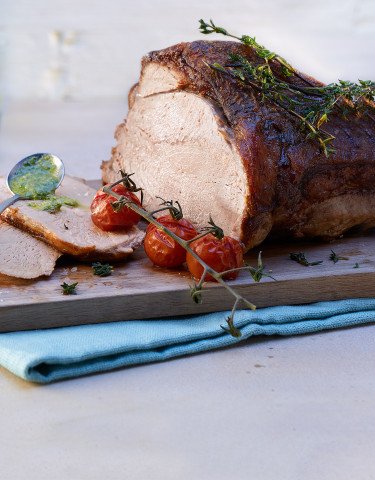 Rezept Geschmorter Kalbsbraten mit Kirschtomaten und Baerlauchpesto