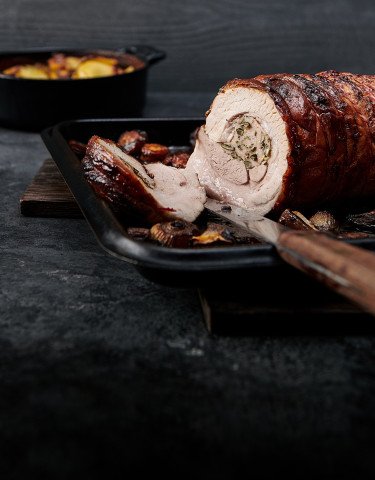 Rezept Kalbsbrust gefuellt mit Braet und Kuebiskernen