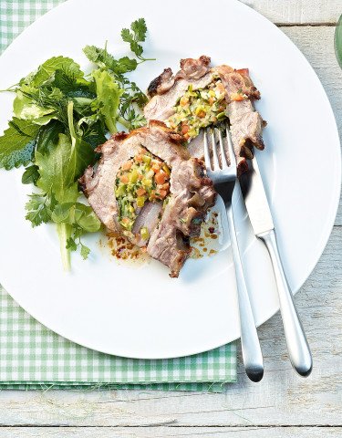 Rezept Kalbsbrust gefuellt mit Gemuesewuerfeln
