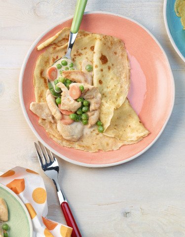 Rezept_Pouletbrust_Geschnetzeltes_in_der_Crepe_serviert