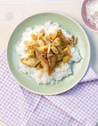 Rezept_Riz_Casimir_mit_Schweinsfiletstreifen_und_karamellisierten_Mandelstiften