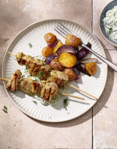 Schweinefleisch Spiesse an Zitronen Marinade 