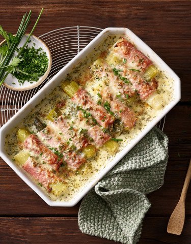 Schinken Lauch Gratin